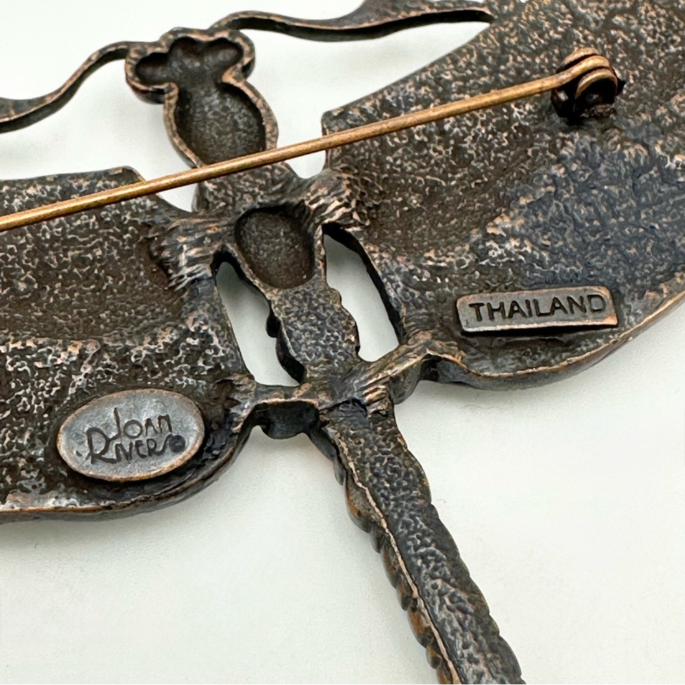 Joan Rivers LARGE Enamel Rhinestone Dragonfly Brooch Pin - Picture 7 of 7